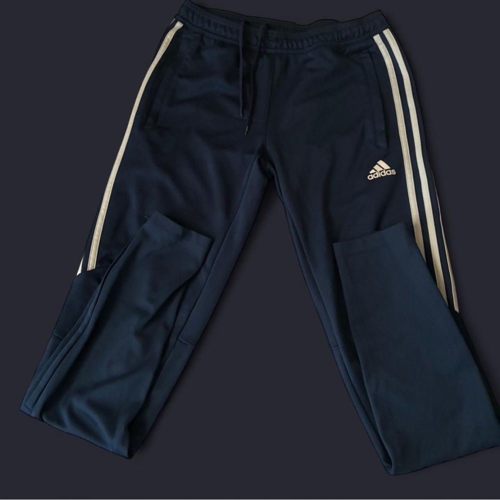 Adidas Kids Dark Blue Joggers with White Stripes
